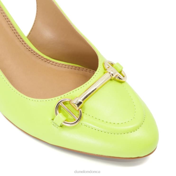 Dune London Cassie Women Snaffle-Trim Leather Block-Heel Slingback Courts Lime Green 2Z0DB67