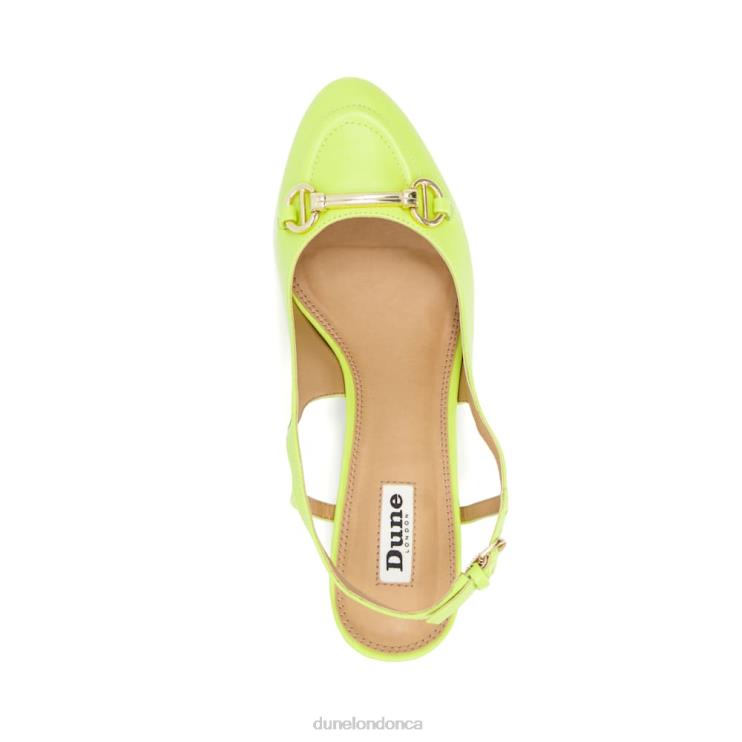 Dune London Cassie Women Snaffle-Trim Leather Block-Heel Slingback Courts Lime Green 2Z0DB67