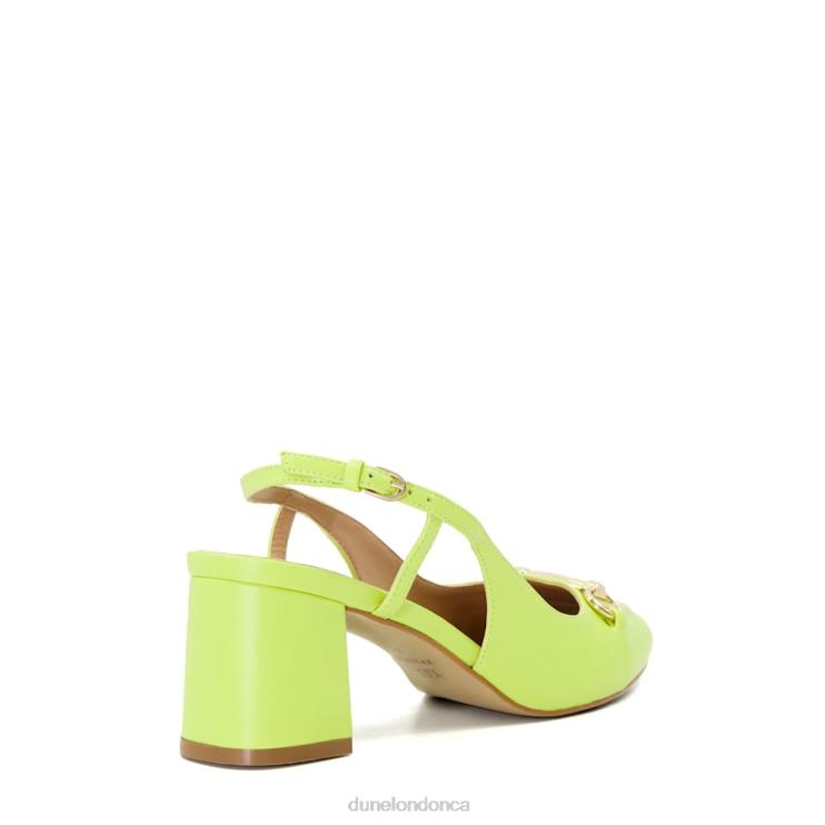 Dune London Cassie Women Snaffle-Trim Leather Block-Heel Slingback Courts Lime Green 2Z0DB67