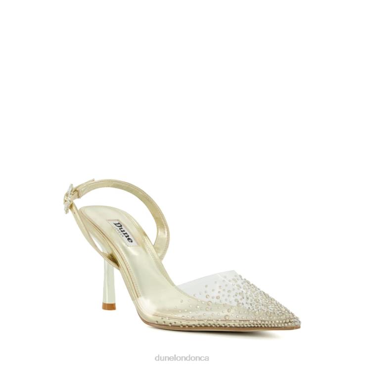 Dune London Central Women Diamante Vinyl Slingback Court Shoes Gold 2Z0DB465