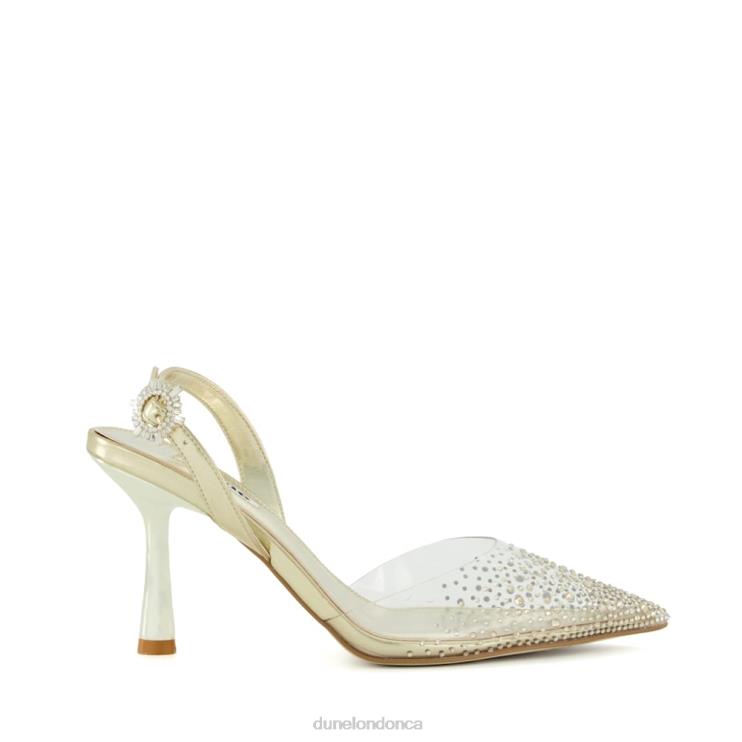 Dune London Central Women Diamante Vinyl Slingback Court Shoes Gold 2Z0DB465