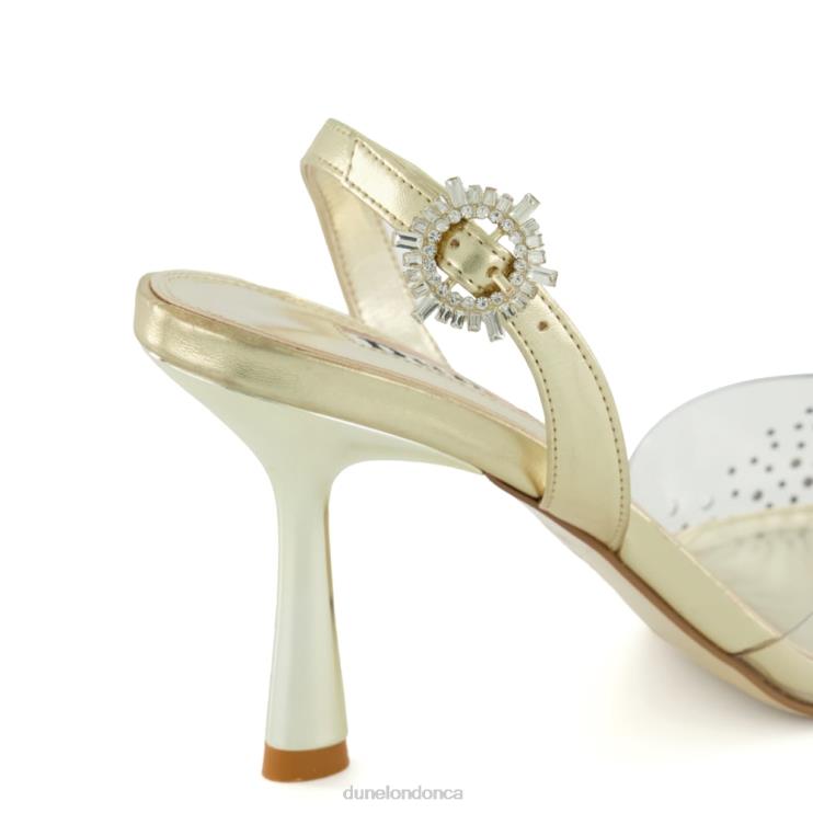 Dune London Central Women Diamante Vinyl Slingback Court Shoes Gold 2Z0DB465