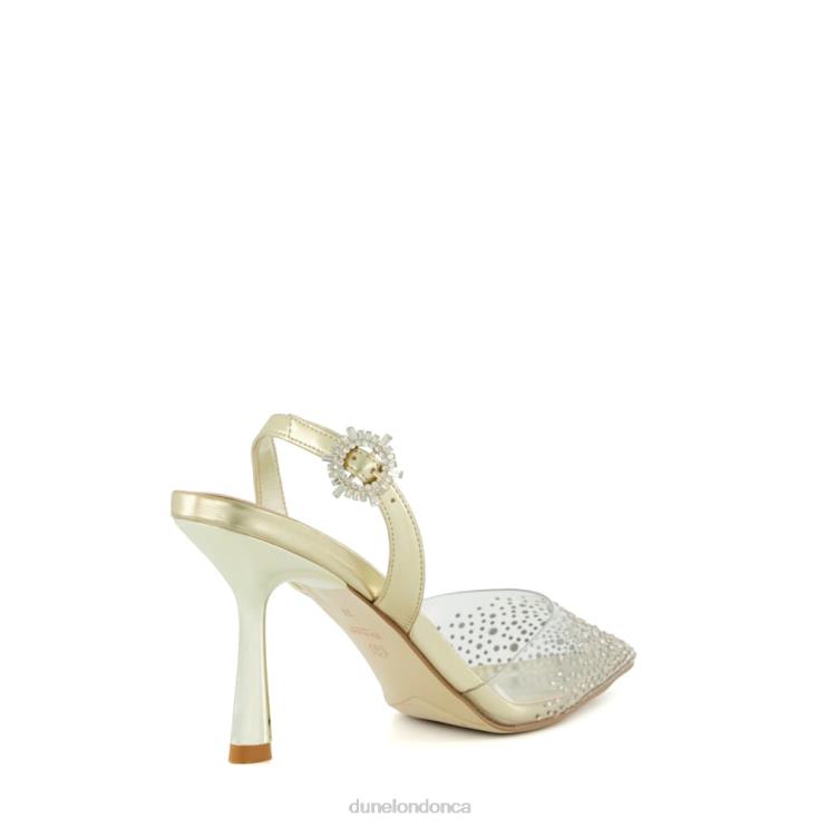 Dune London Central Women Diamante Vinyl Slingback Court Shoes Gold 2Z0DB465