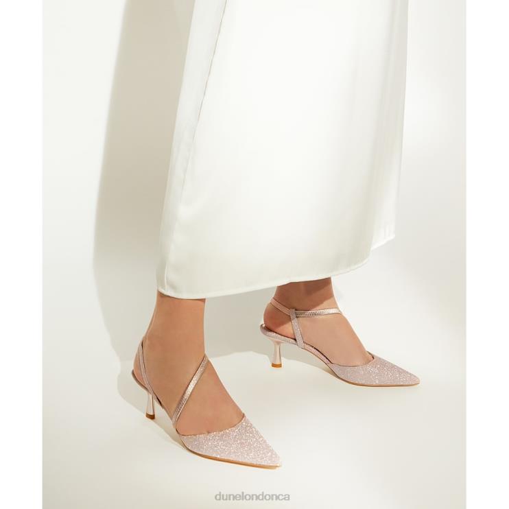 Dune London Citrus Women Wide Fit Flare-Heel Courts Rose Gold 2Z0DB75