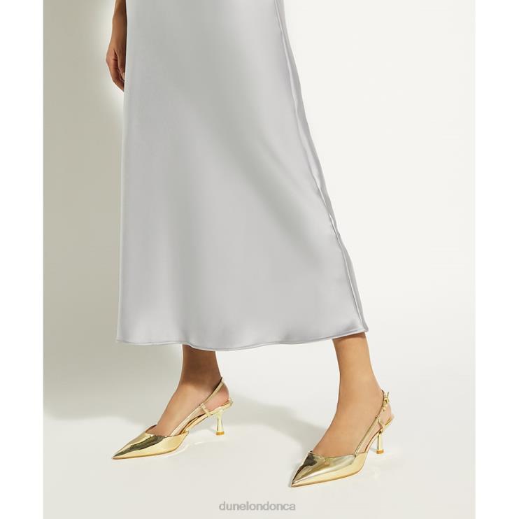 Dune London Classify Women Flare-Heel Slingback Court Shoes Gold 2Z0DB455