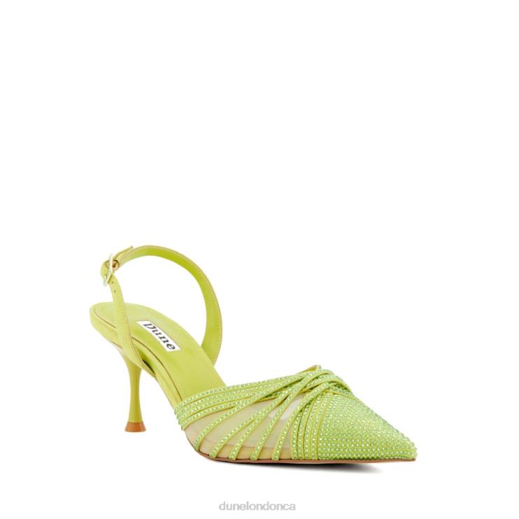 Dune London Cloudia Women Diamante-Mesh Slingback Court Shoes Lime 2Z0DB28