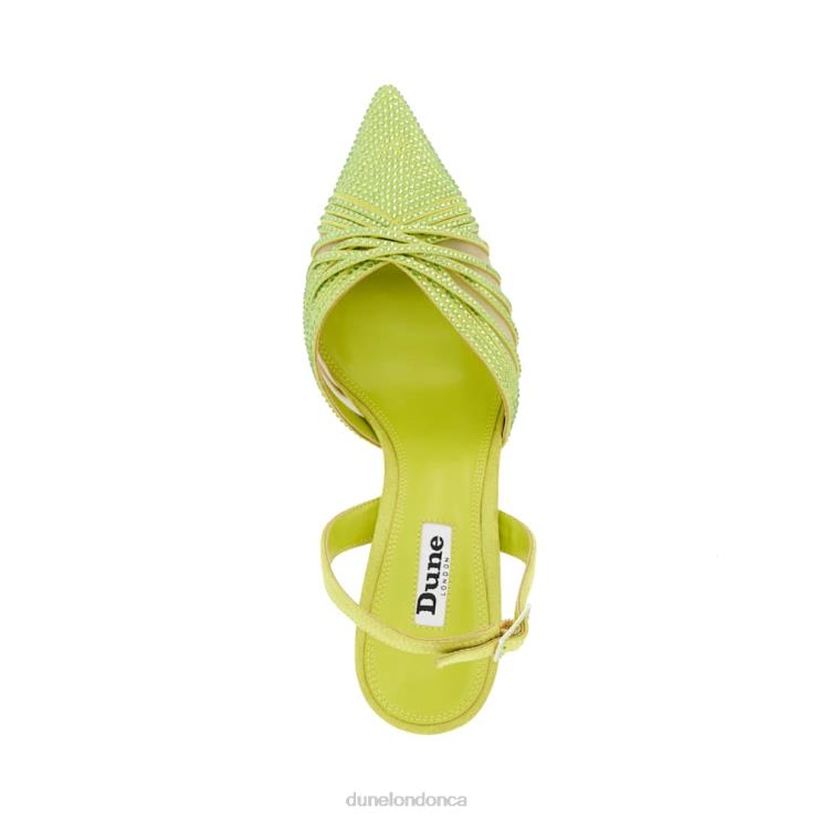 Dune London Cloudia Women Diamante-Mesh Slingback Court Shoes Lime 2Z0DB28