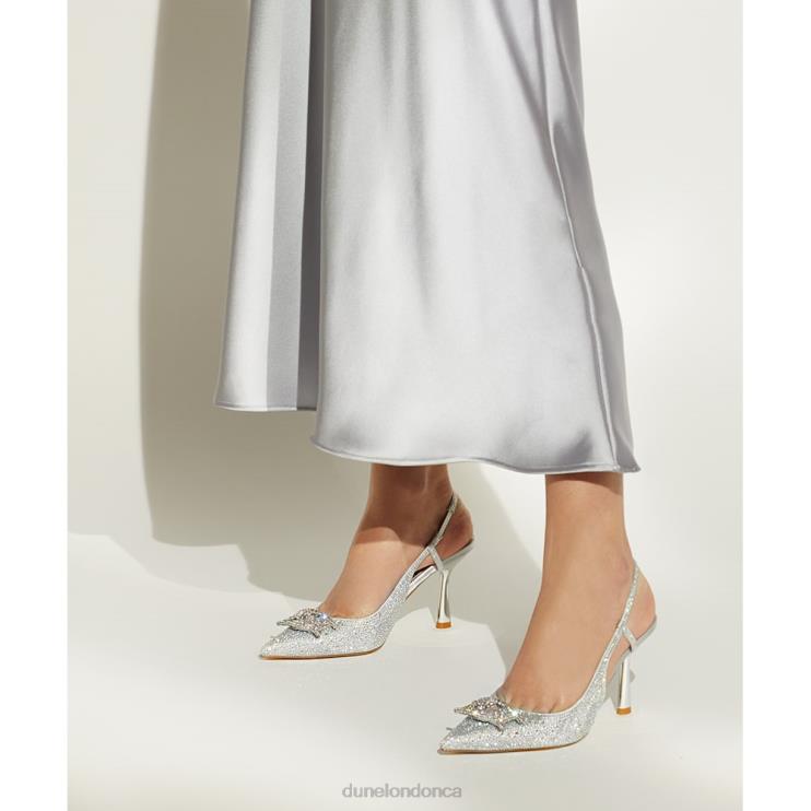 Dune London Create Women Diamante Metallic Slingback Courts Silver 2Z0DB485