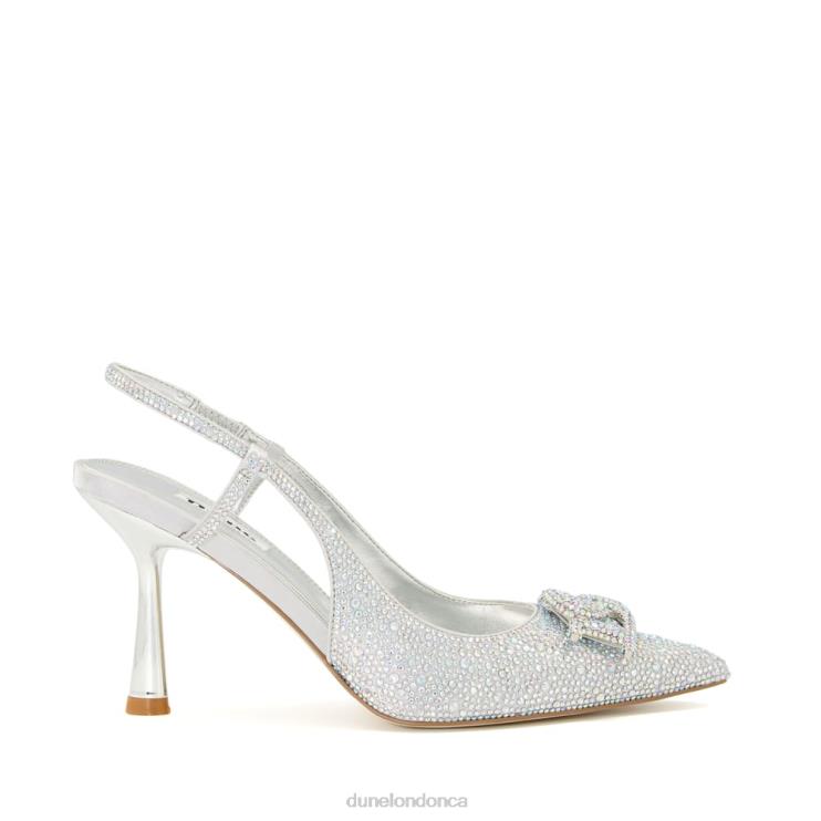 Dune London Create Women Diamante Metallic Slingback Courts Silver 2Z0DB485