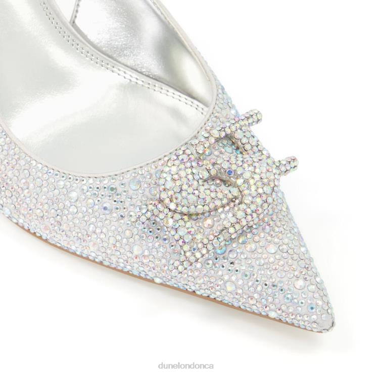 Dune London Create Women Diamante Metallic Slingback Courts Silver 2Z0DB485
