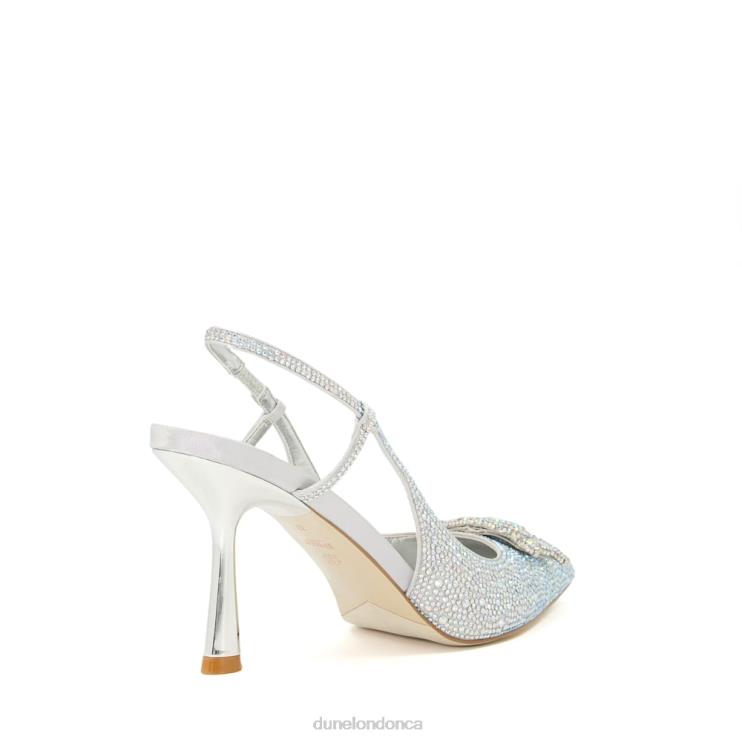 Dune London Create Women Diamante Metallic Slingback Courts Silver 2Z0DB485