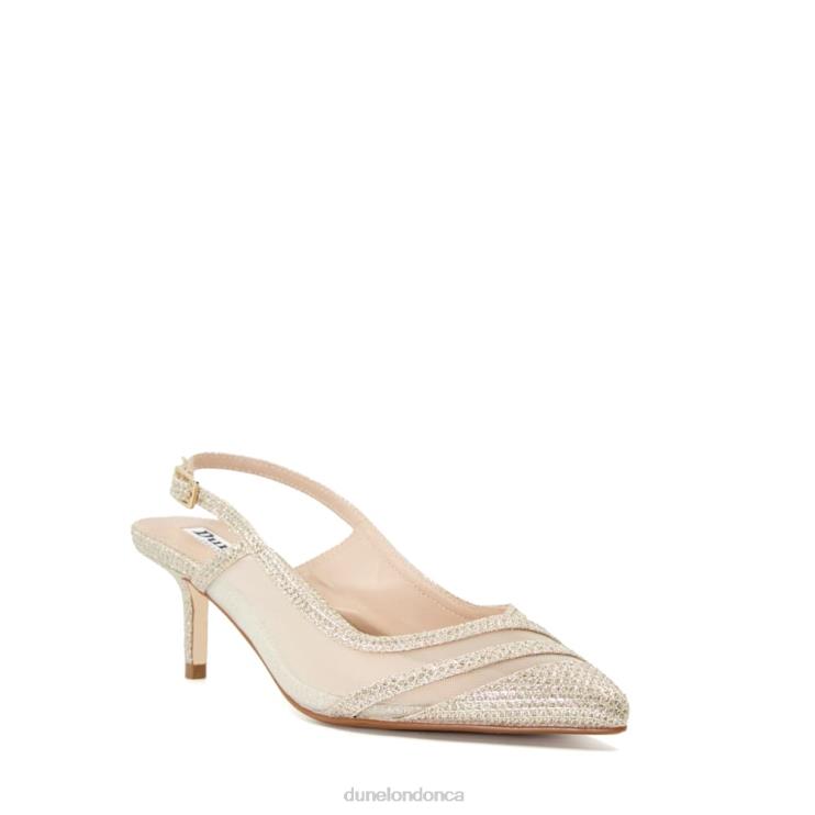 Dune London Dillon Women Mesh-Trim Slingback Court Shoes Gold 2Z0DB233