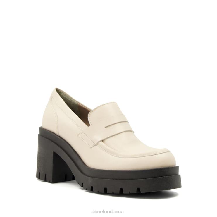 Dune London Grounded Women Leather Block Heel Loafers Ecru 2Z0DB272