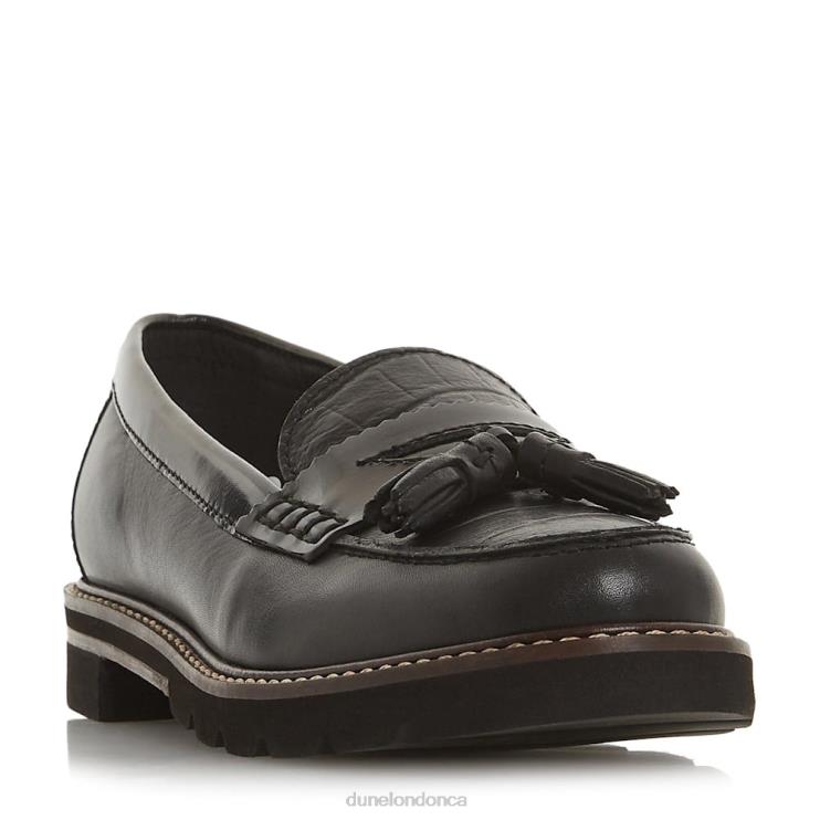 Dune London Gennia Women Textured Tassel Loafer Black 2Z0DB660