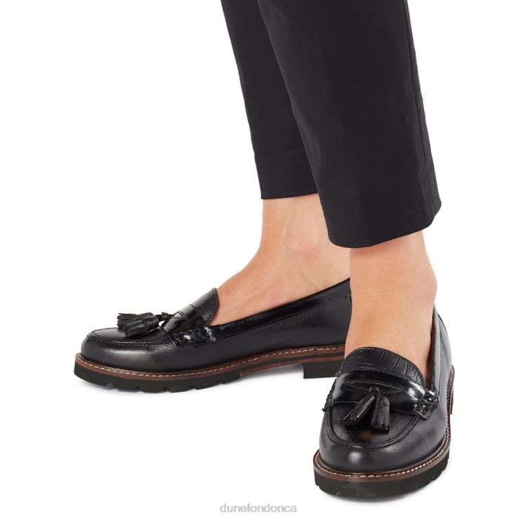 Dune London Gennia Women Textured Tassel Loafer Black 2Z0DB660
