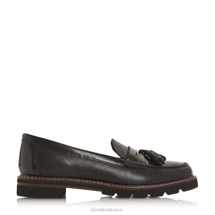 Dune London Gennia Women Textured Tassel Loafer Black 2Z0DB660