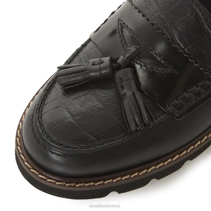 Dune London Gennia Women Textured Tassel Loafer Black 2Z0DB660
