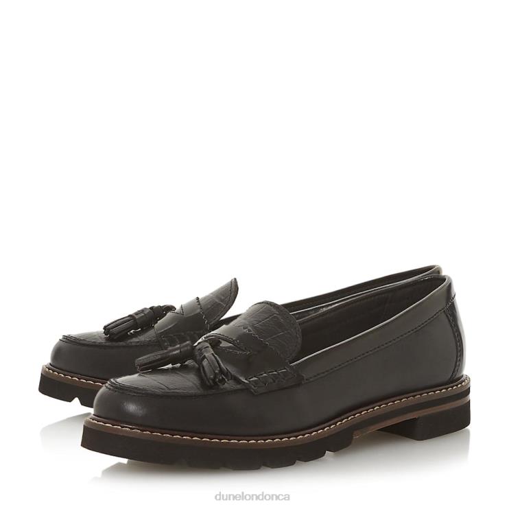 Dune London Gennia Women Textured Tassel Loafer Black 2Z0DB660