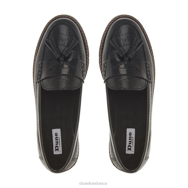 Dune London Gennia Women Textured Tassel Loafer Black 2Z0DB660