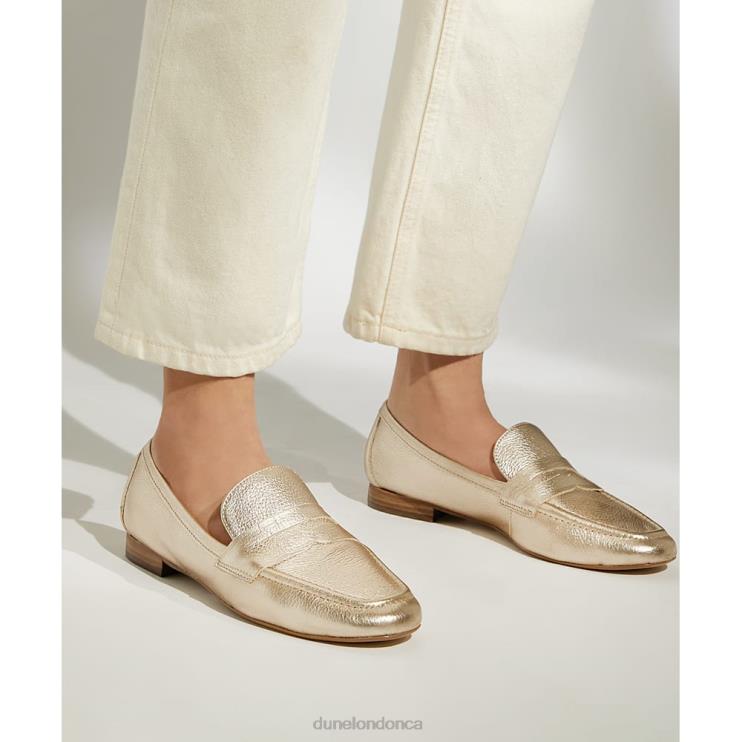 Dune London Gianetta Women Flat Penny Loafers Gold 2Z0DB482