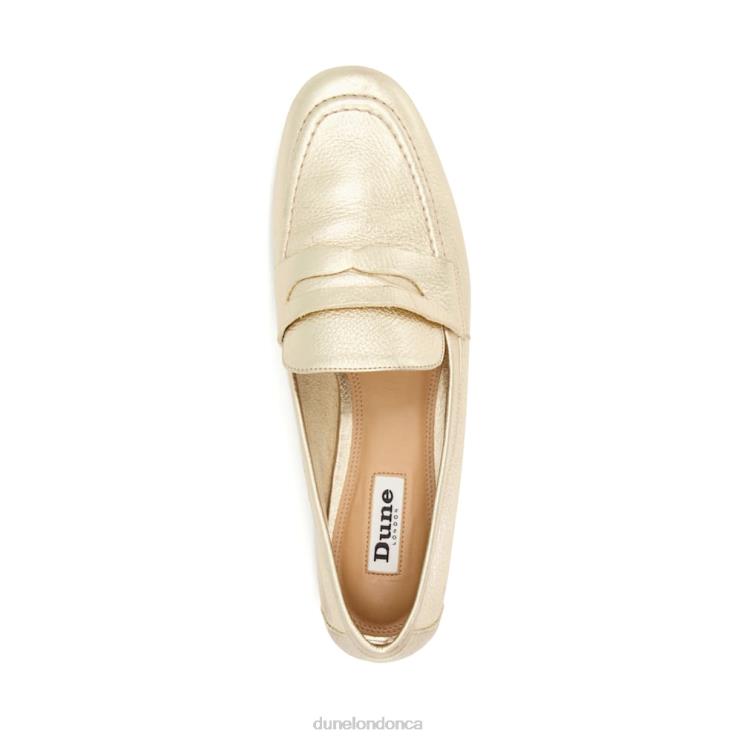 Dune London Gianetta Women Flat Penny Loafers Gold 2Z0DB482