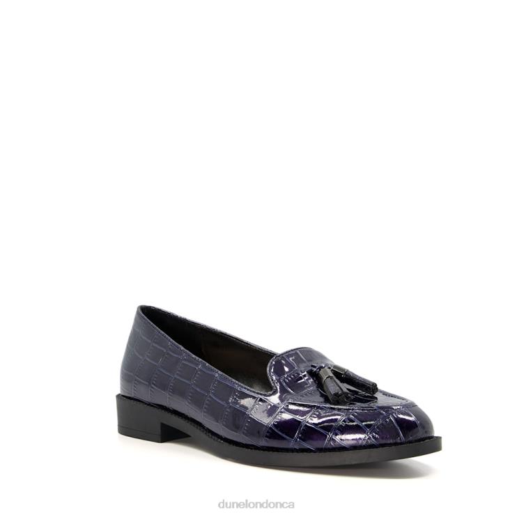 Dune London Global Women Croc-Effect Tasselled Loafers Navy 2Z0DB594