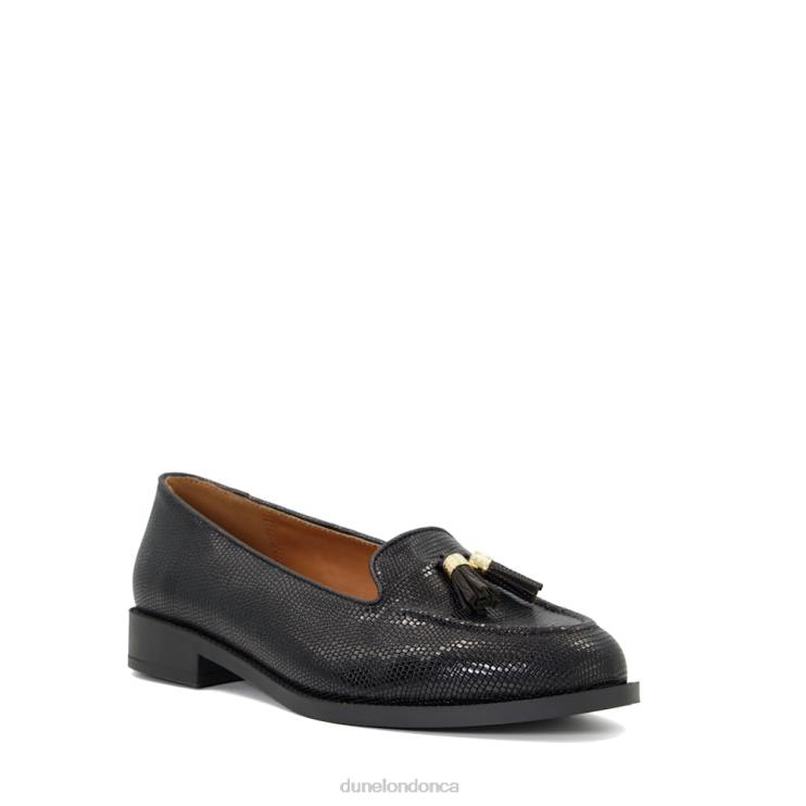 Dune London Global Women Tassel-Trim Leather Loafers Black 2Z0DB549