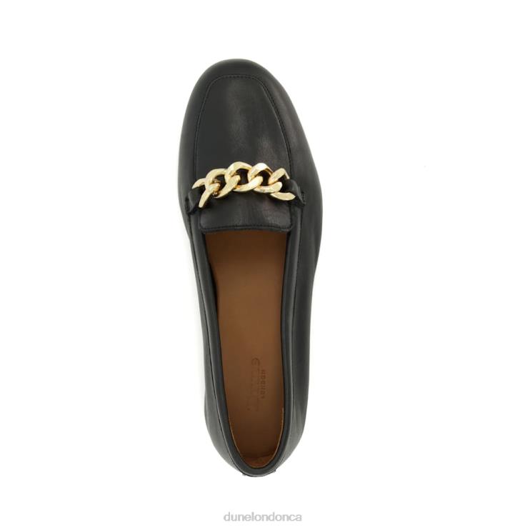 Dune London Goldsmith Women Chain-Trim Leather Loafers Black 2Z0DB348