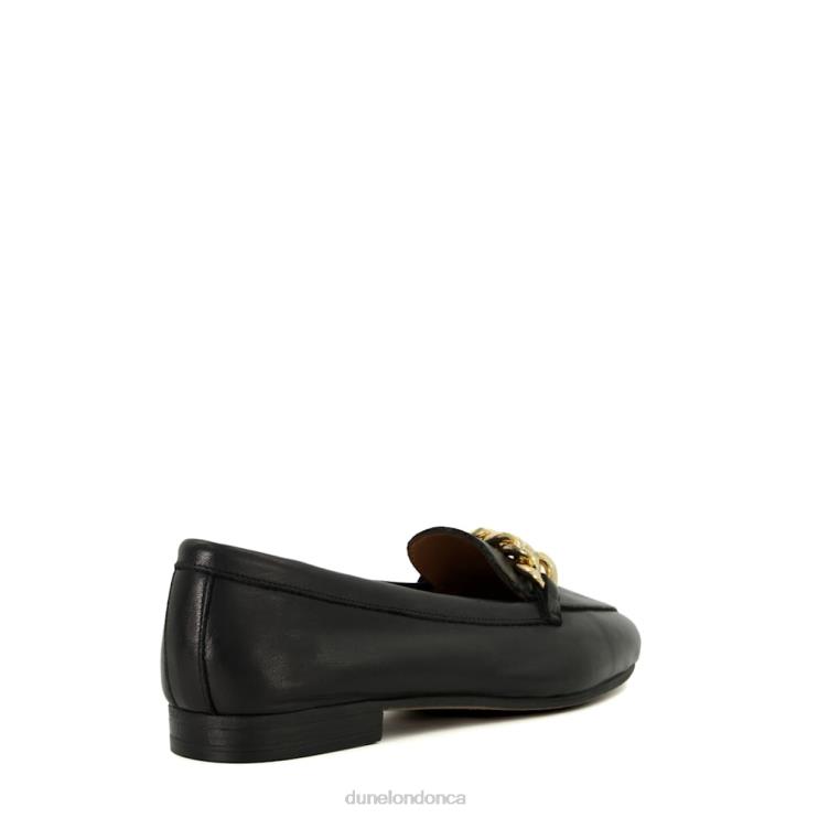 Dune London Goldsmith Women Chain-Trim Leather Loafers Black 2Z0DB348