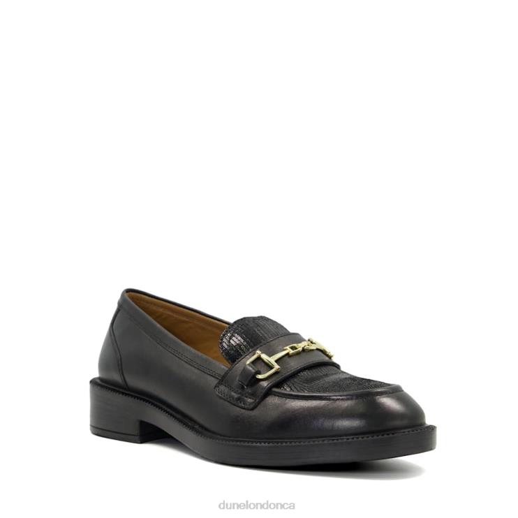 Dune London Grid Women Leather Snaffle-Trim Loafers Black 2Z0DB299