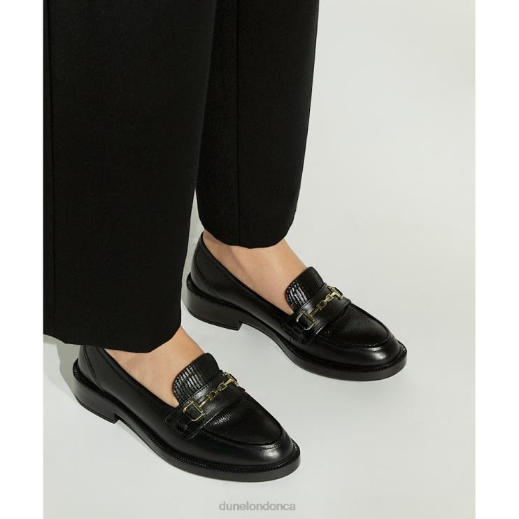Dune London Grid Women Leather Snaffle-Trim Loafers Black 2Z0DB299