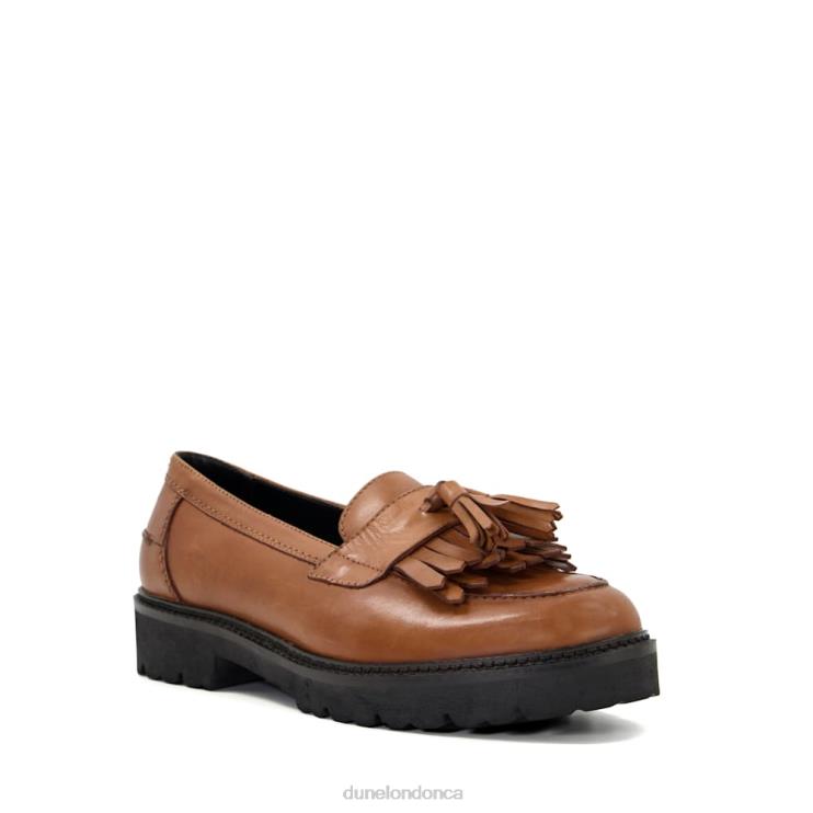 Dune London Guardian Women Leather Fringe Trimmed Loafers Tan 2Z0DB500