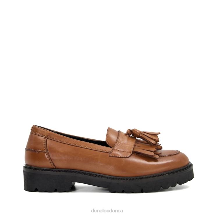 Dune London Guardian Women Leather Fringe Trimmed Loafers Tan 2Z0DB500