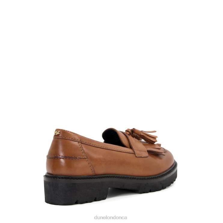 Dune London Guardian Women Leather Fringe Trimmed Loafers Tan 2Z0DB500