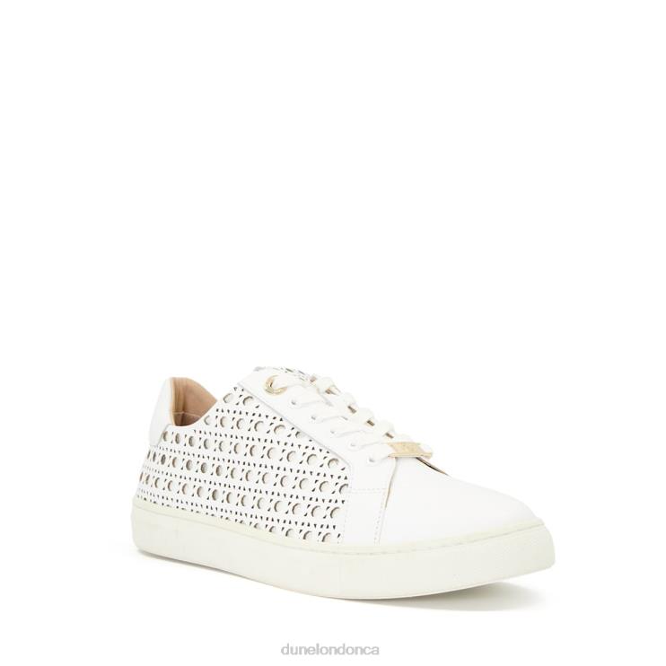 Dune London Ease Women Laser-Cut Leather Trainers White 2Z0DB481