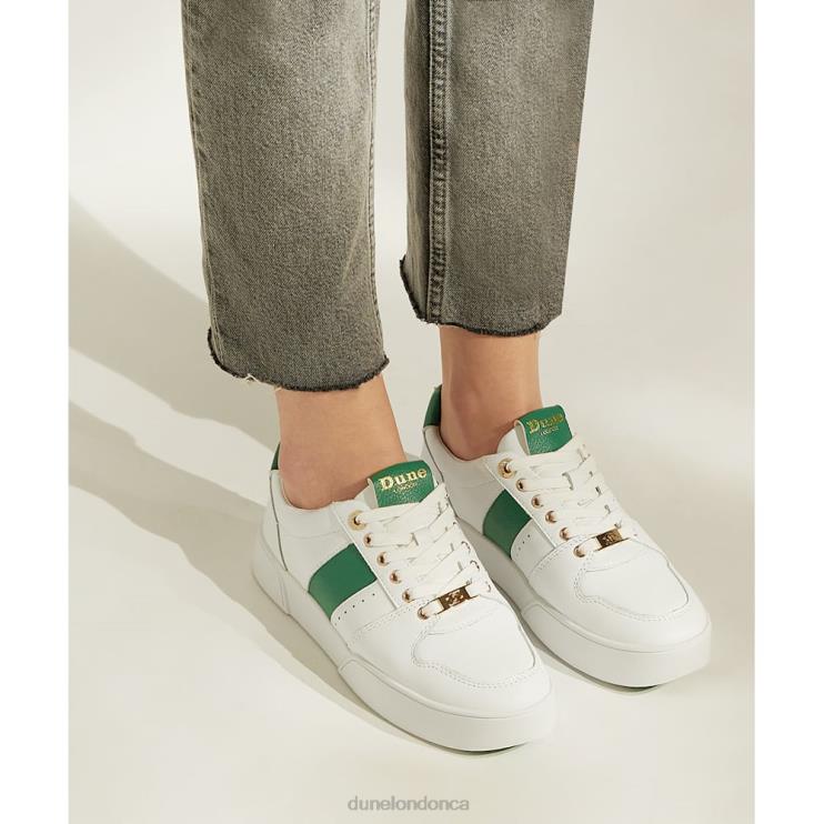 Dune London Elysium Women Side-Detail Lace-Up Trainers Green 2Z0DB489