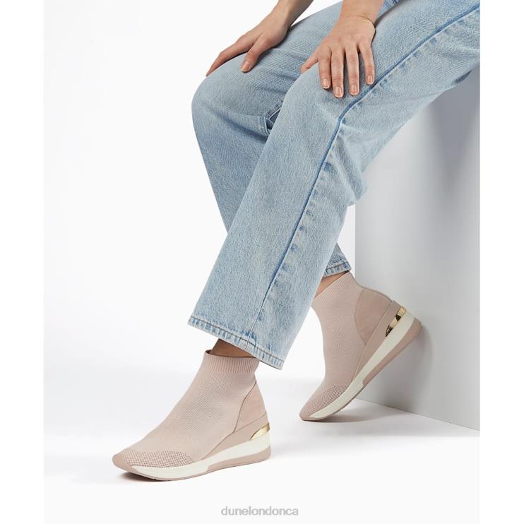 Dune London Engel Women Wide Fit Mid Wedge Sock Trainers Nude 2Z0DB508
