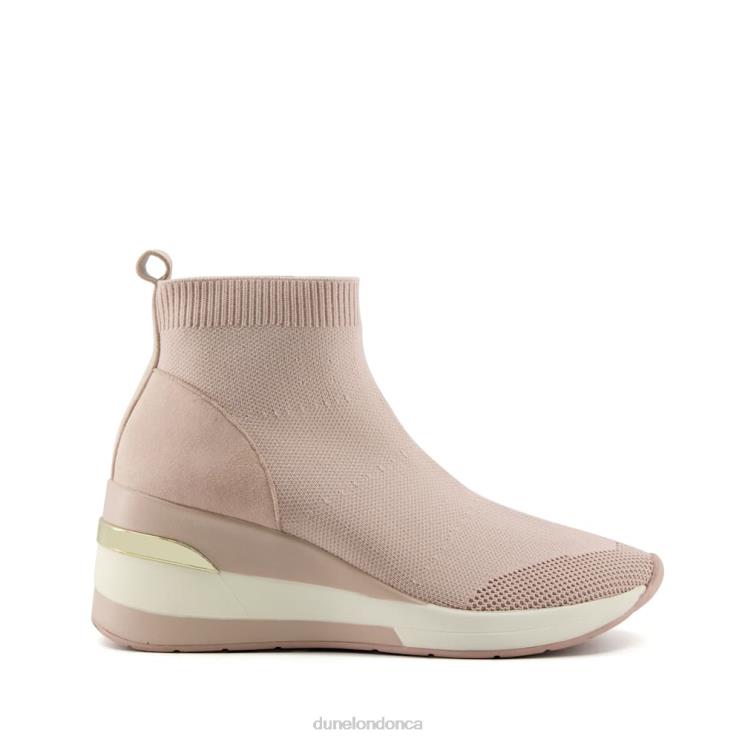 Dune London Engel Women Wide Fit Mid Wedge Sock Trainers Nude 2Z0DB508