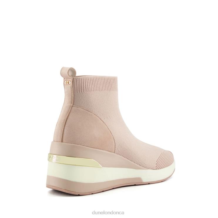 Dune London Engel Women Wide Fit Mid Wedge Sock Trainers Nude 2Z0DB508