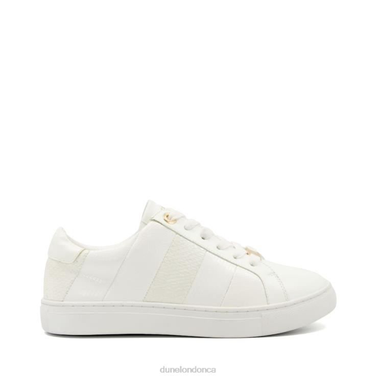 Dune London Everleigh Women Croc And Snake Trim Lace-Up Trainers White 2Z0DB327