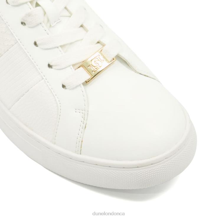 Dune London Everleigh Women Croc And Snake Trim Lace-Up Trainers White 2Z0DB327