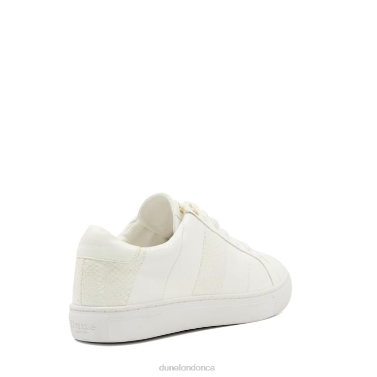 Dune London Everleigh Women Croc And Snake Trim Lace-Up Trainers White 2Z0DB327