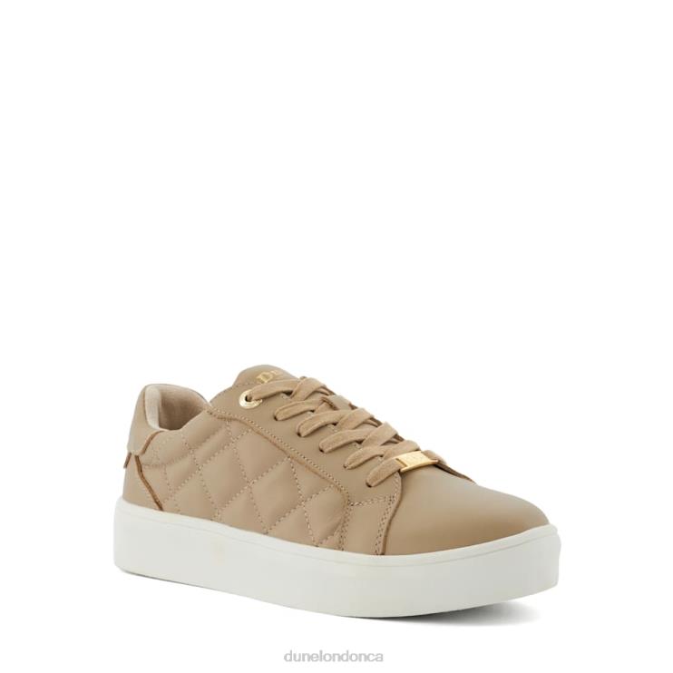 Dune London Excitement Women Quilted Lace-Up Trainers Taupe 2Z0DB254