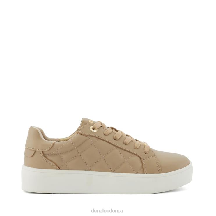 Dune London Excitement Women Quilted Lace-Up Trainers Taupe 2Z0DB254