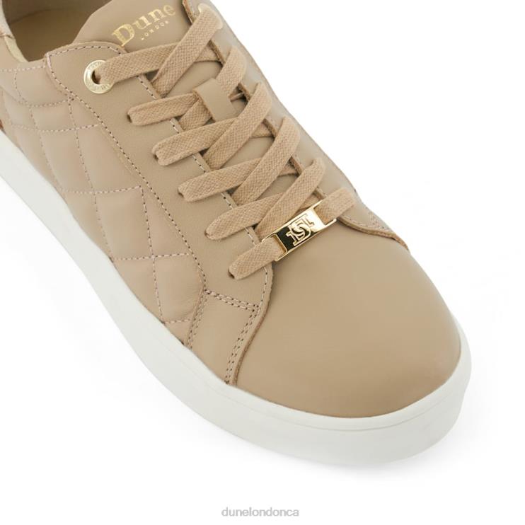 Dune London Excitement Women Quilted Lace-Up Trainers Taupe 2Z0DB254