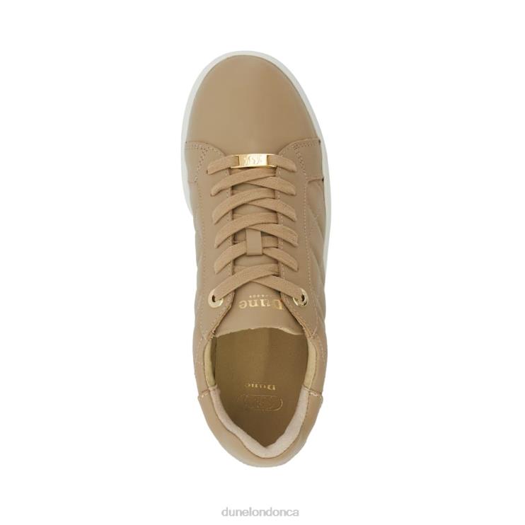 Dune London Excitement Women Quilted Lace-Up Trainers Taupe 2Z0DB254