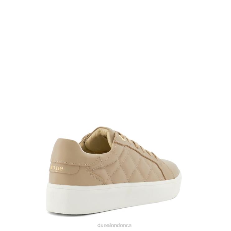 Dune London Excitement Women Quilted Lace-Up Trainers Taupe 2Z0DB254